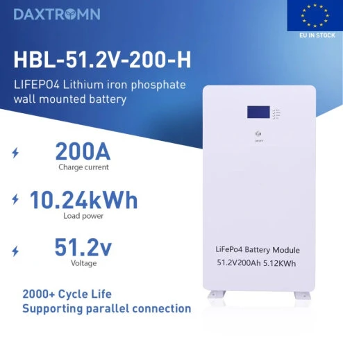 DAXTROMN 51.2V 48V Lifepo4 Batterry Power Wall Battery 200AH 10.24kWh Built-in BMS Lithium Battery Solar Storage System EU No Tax — Photo 3