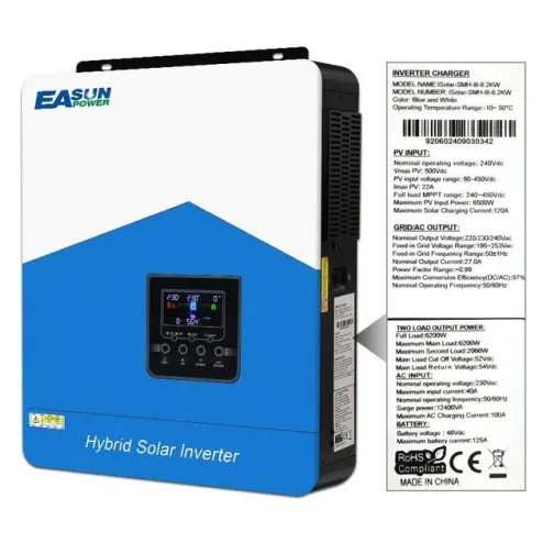 EASUN POWER Гібридний інвертор ISolar-SMH-II-6.2KW With Wi-Fi 6200 Вт 220 В, струм заряду 120А, MPPT (60-450В) — Photo 4